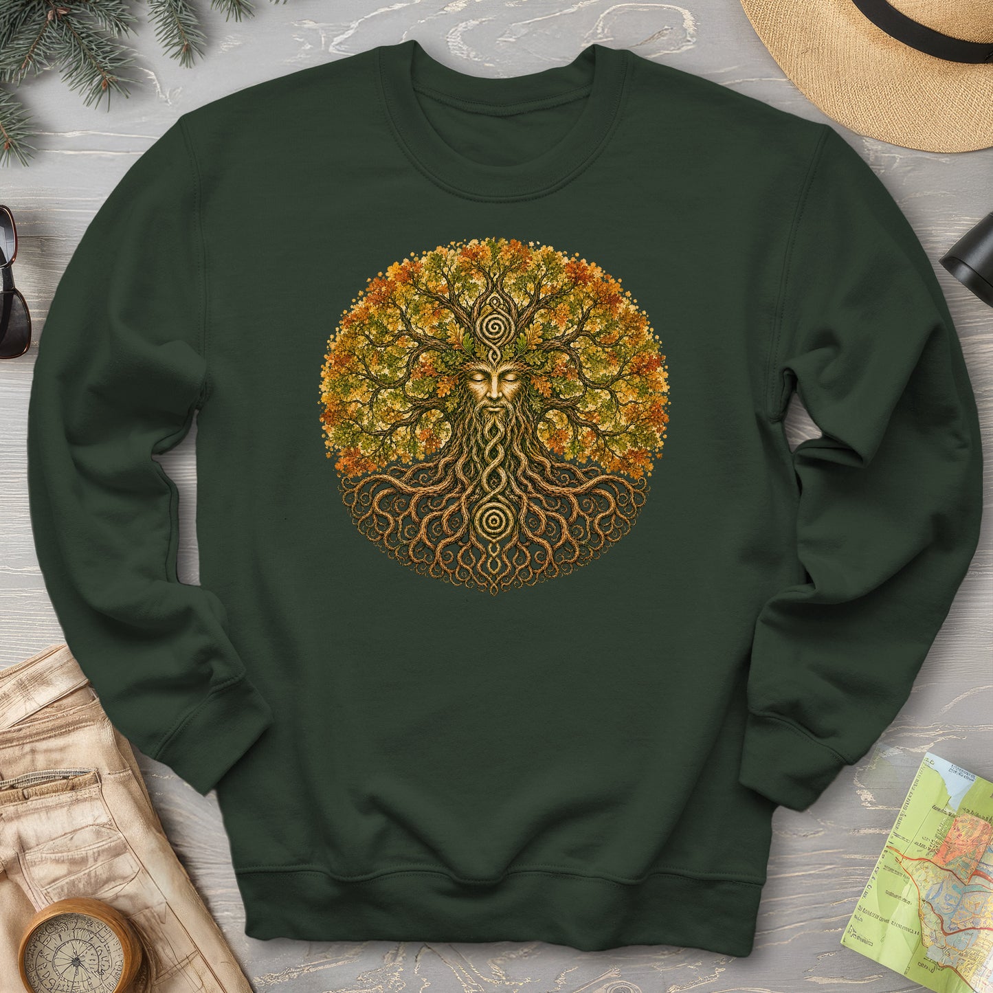 Green Man Autumn Bloom Sweatshirt