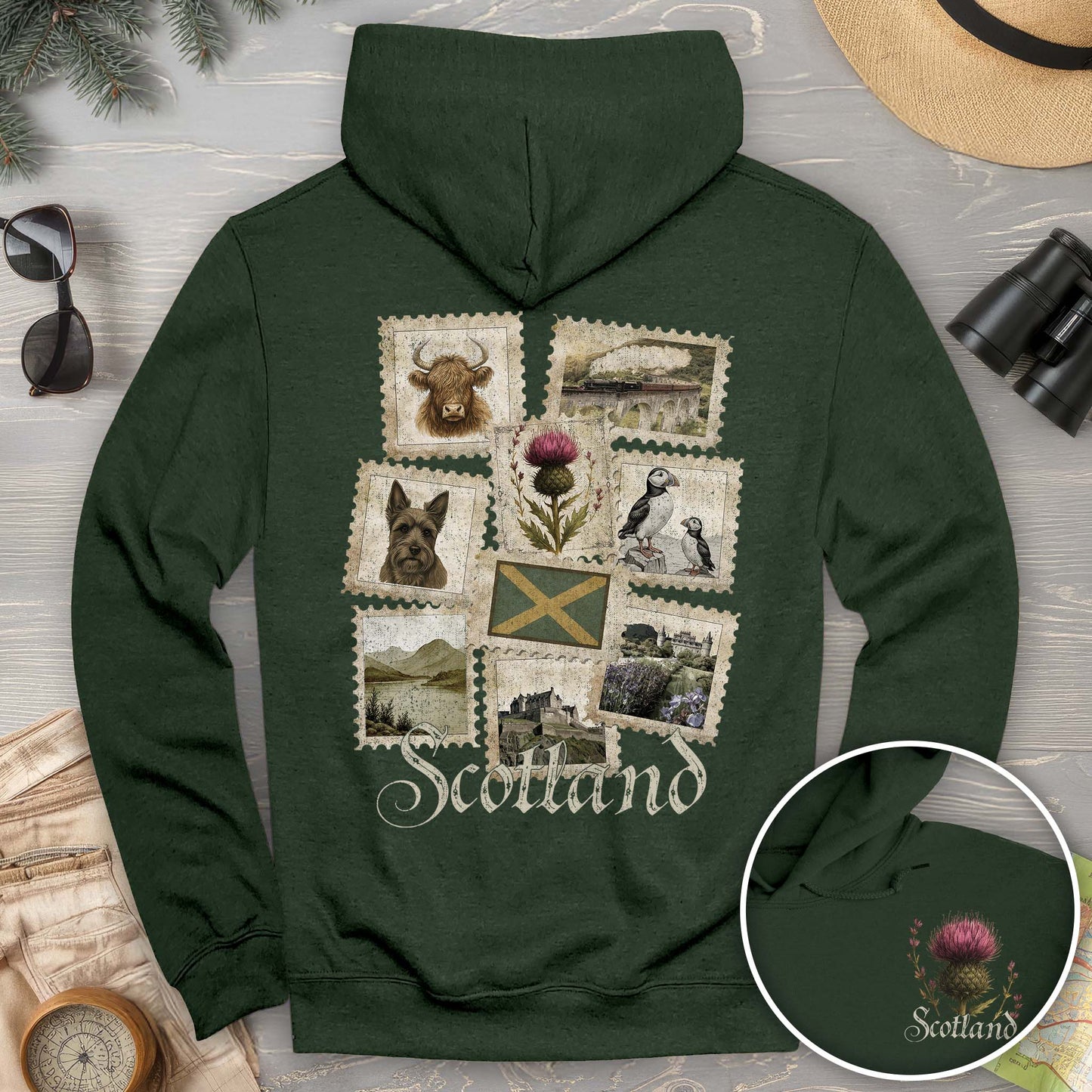 Scotland Vintage Stamps Hoodie