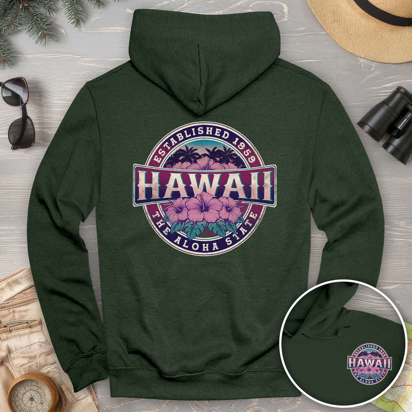 Hawaii Badge Front/Back Print Hoodie