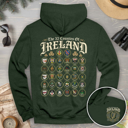 Ireland County Crests Front/Back Print Hoodie