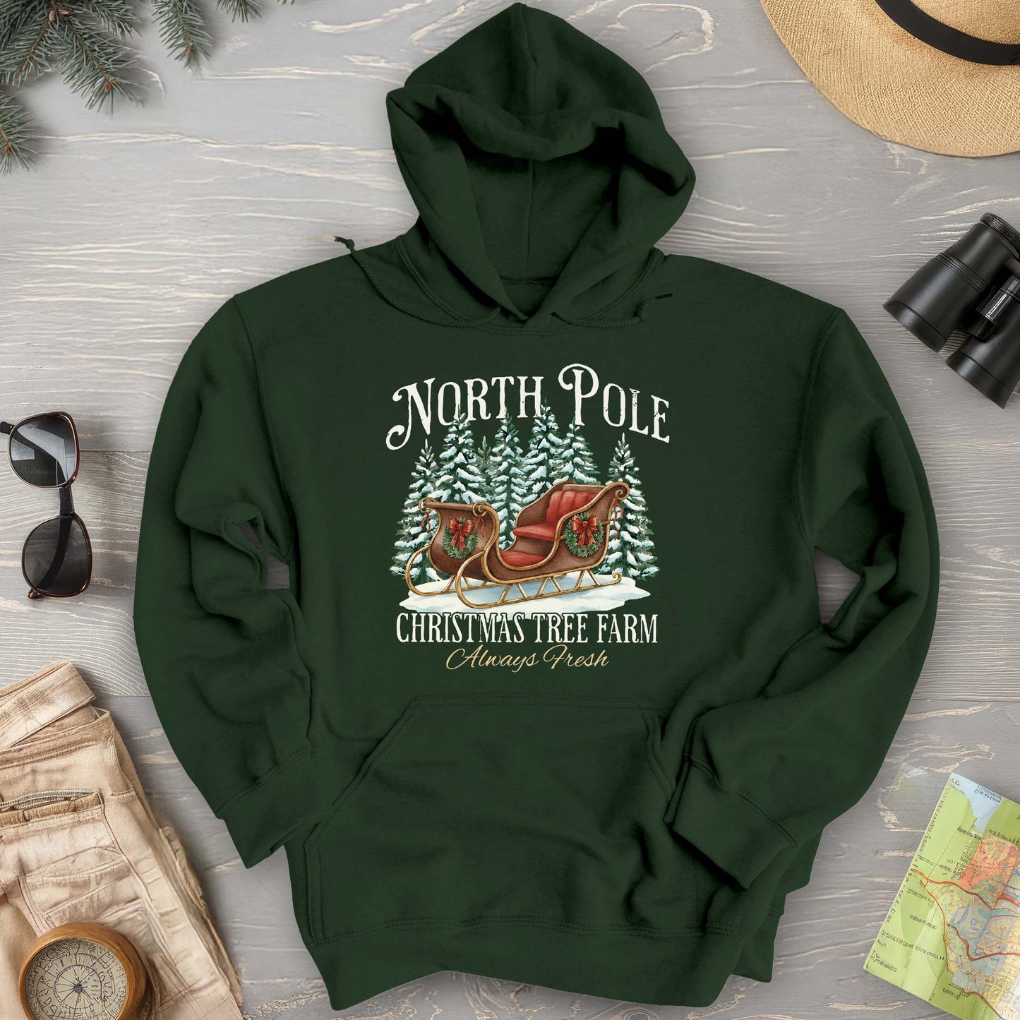 North Pole Christmas Tree Farm Hoodie