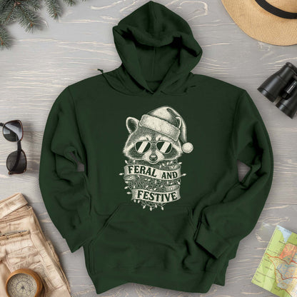 Feral and Festive Racoon Hoodie