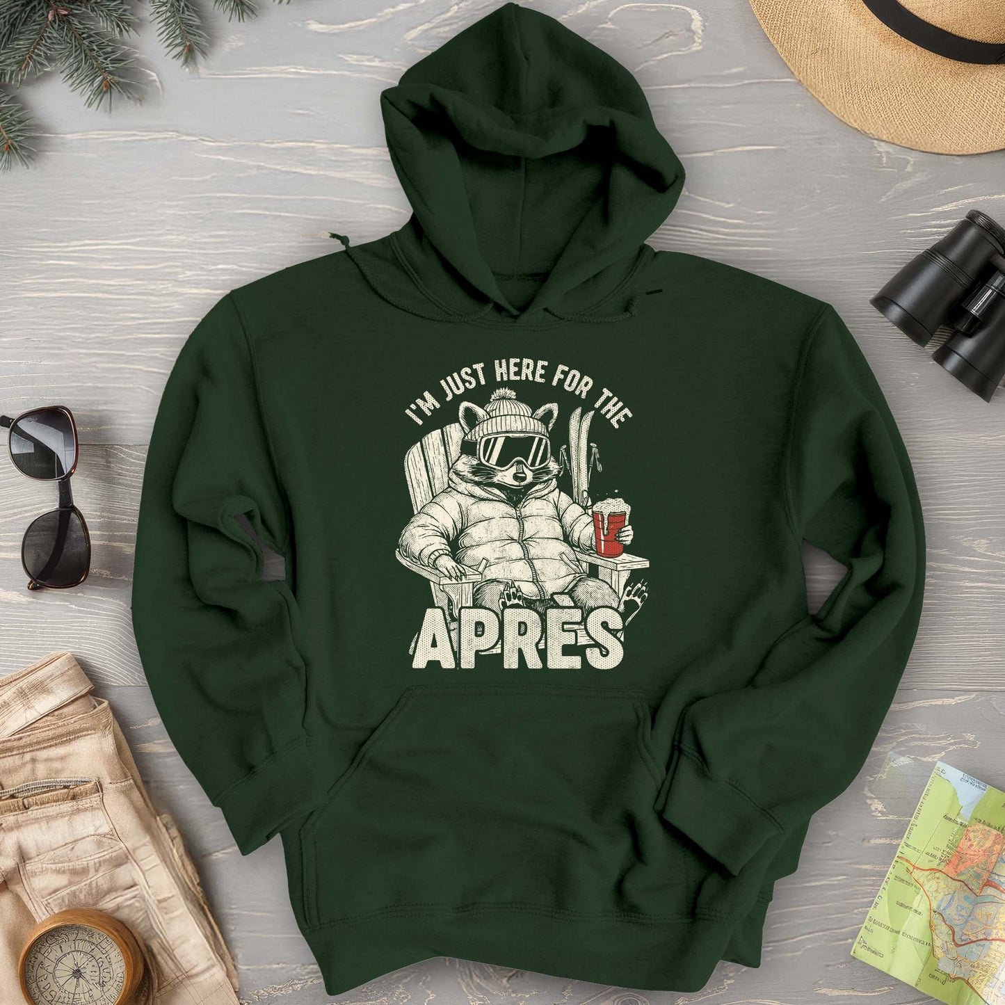 Just Here for the Apres "Raccoon" Hoodie