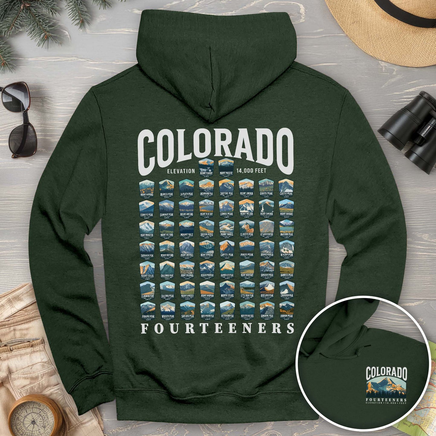 Colorado Fourteeners Front/Back Print Hoodie