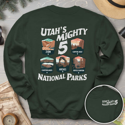 Utah's Mighty Five National Parks "5 Badges" Front/Back Sweatshirt