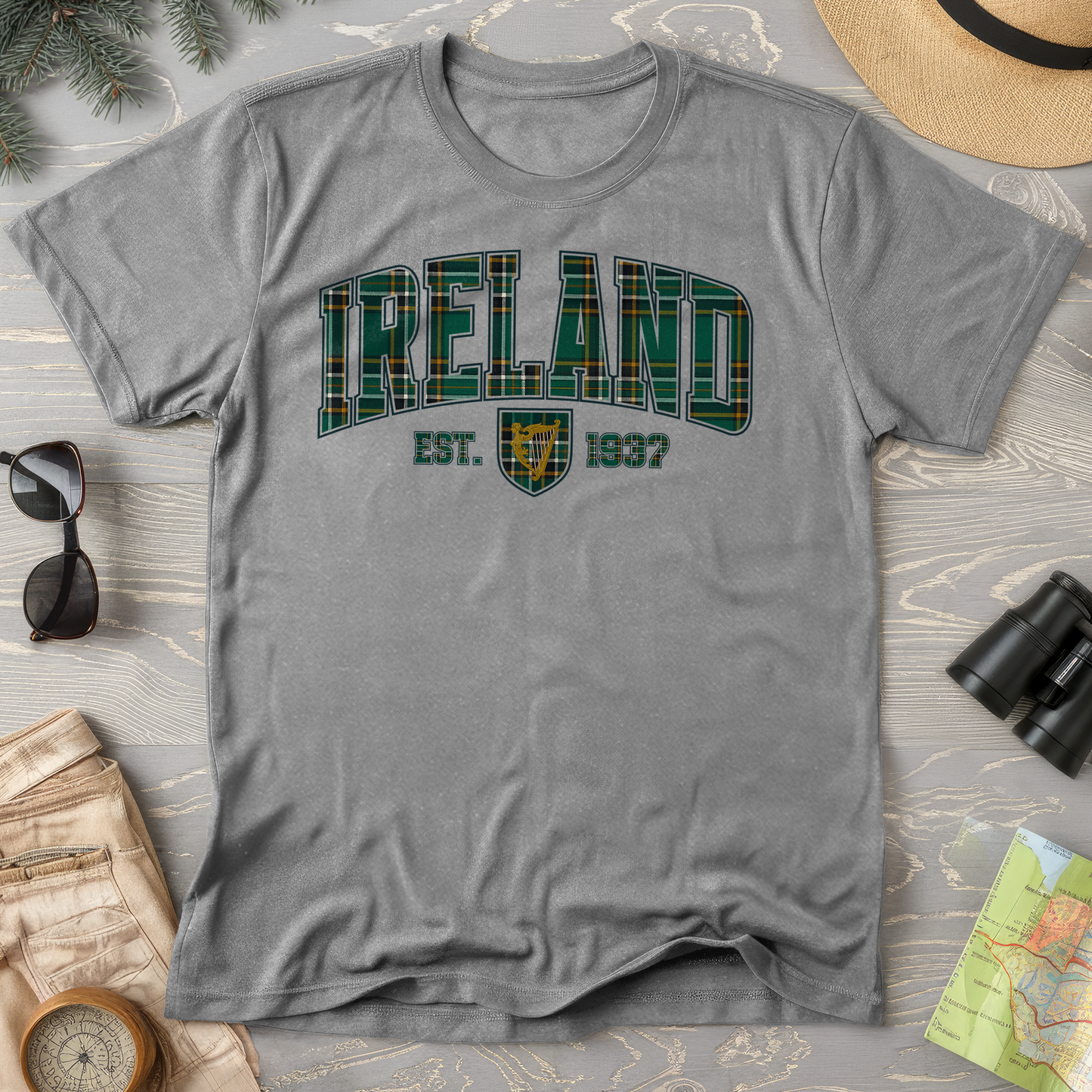 Ireland Tartan Varsity Comfort Colors T-Shirt