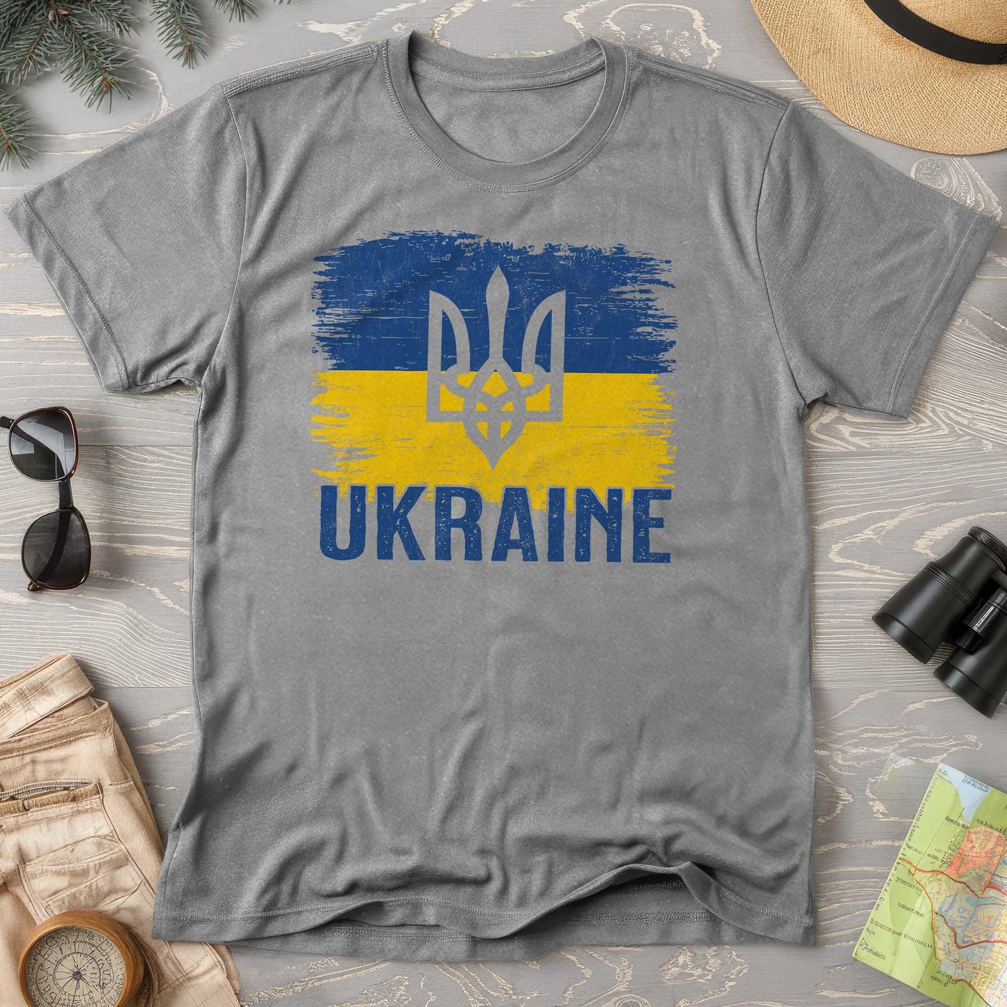 Ukraine Textured Trident Flag Comfort Colors T-Shirt