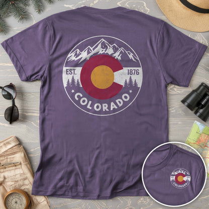 Colorado Flag Badge Textured Front/Back Comfort Colors T-Shirt