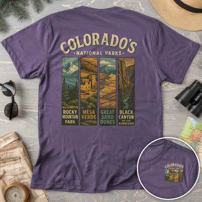 Colorado National Parks Vertical Front/Back Print Comfort Colors T-Shirt