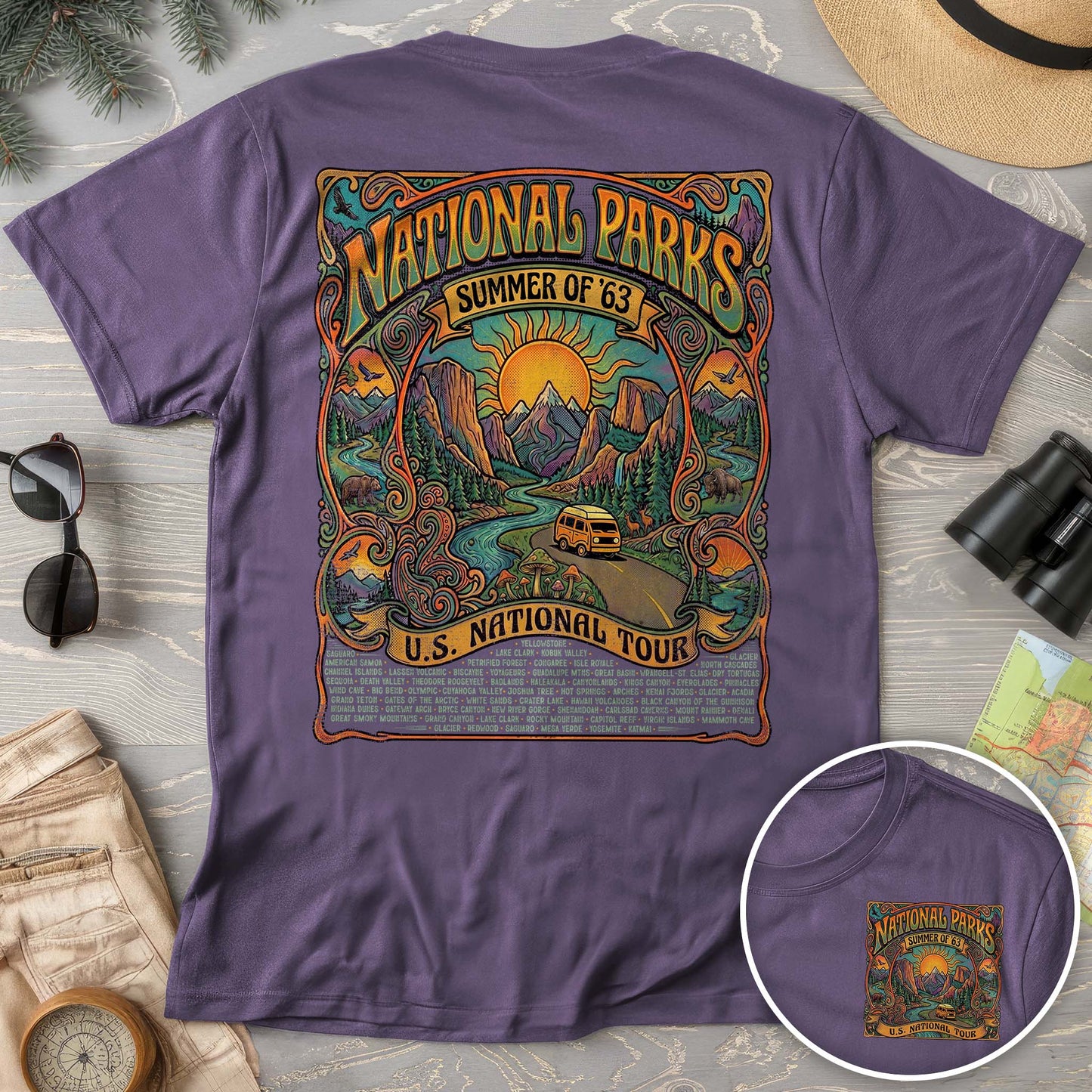 National Parks Summer Tour Front/Back Print T-Shirt