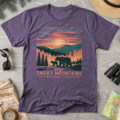 Great Smoky Mountains Sunset Bears T-Shirt