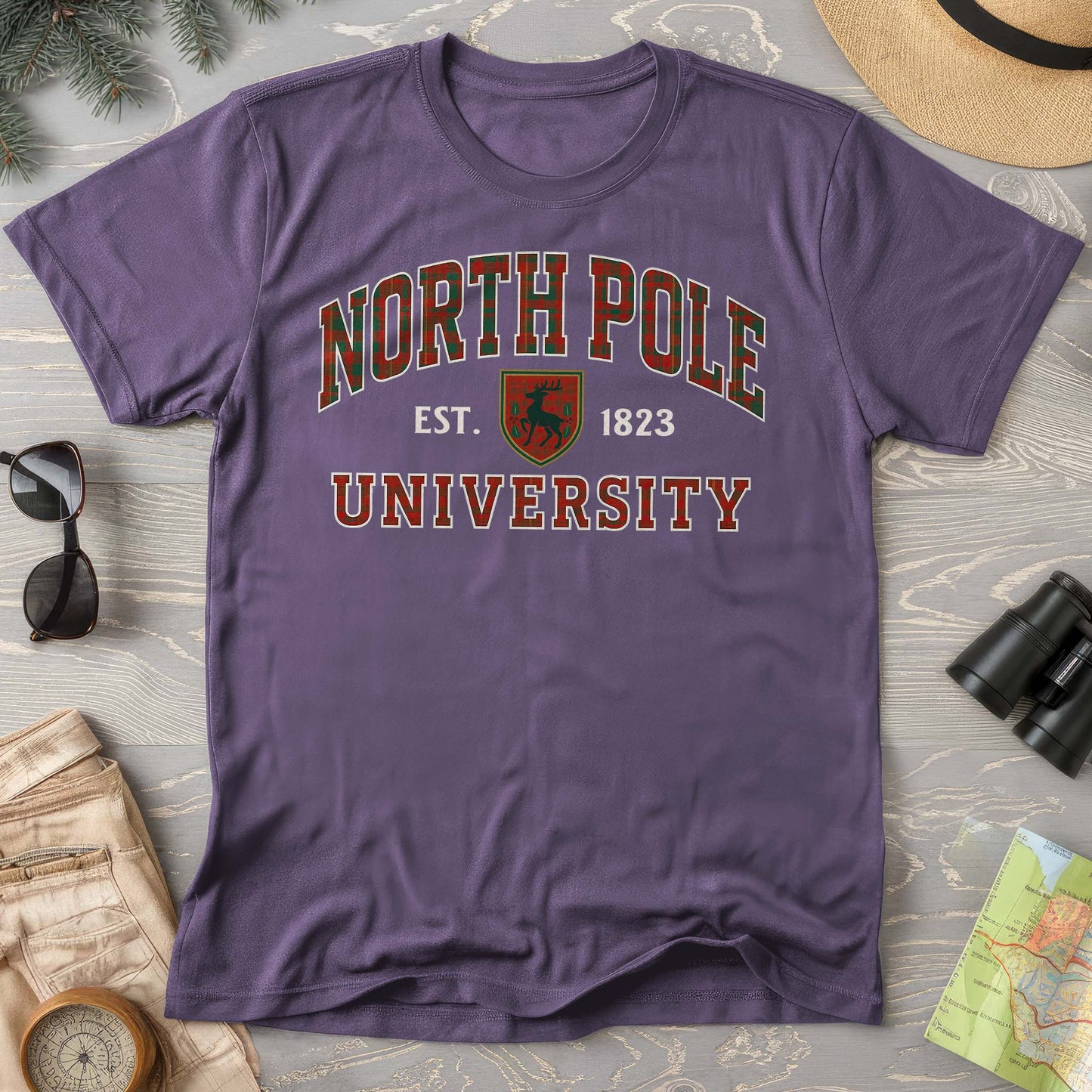 North Pole University Holiday Plaid Comfort Colors T-Shirt