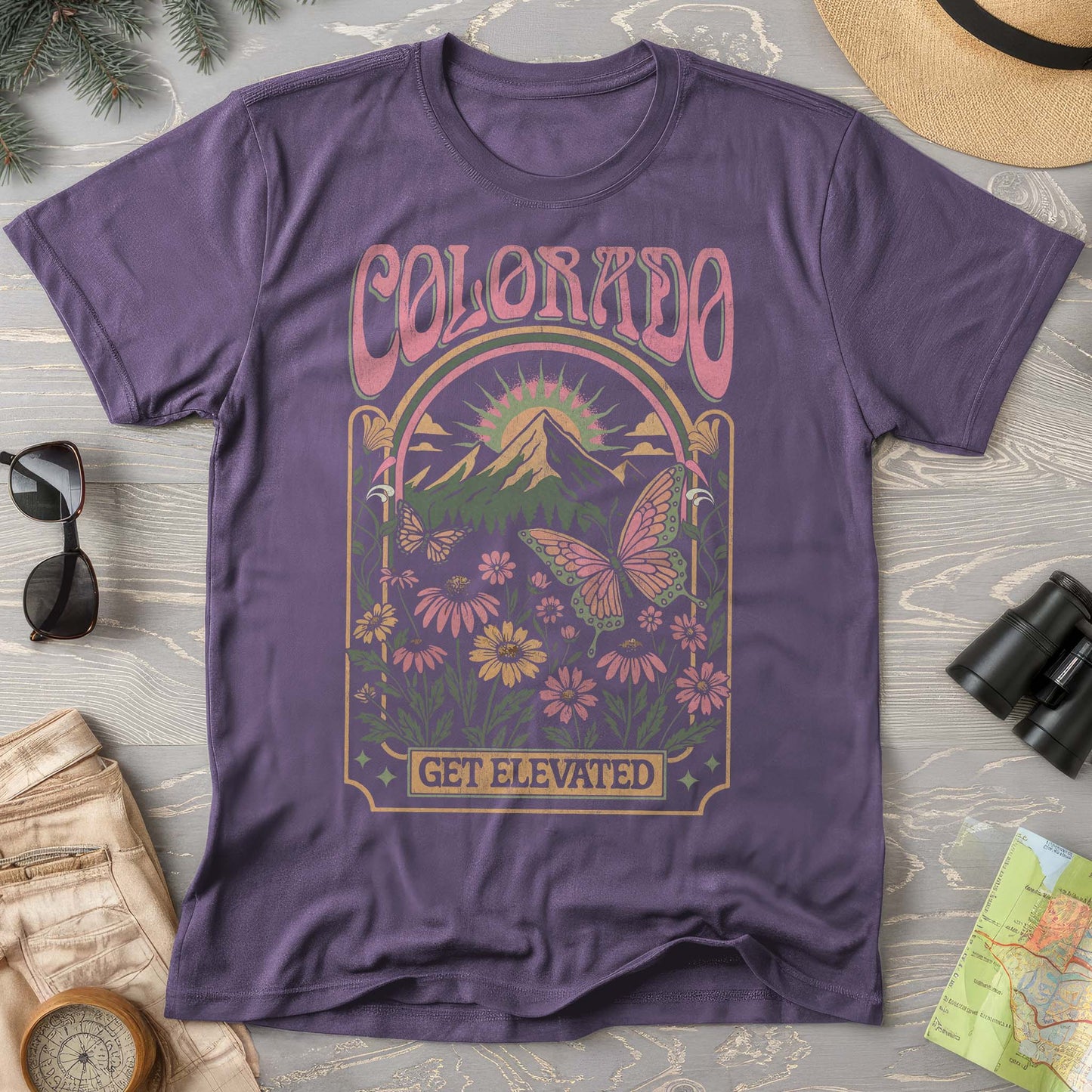 Colorado Get Elevated Butterfly Comfort Colors T-shirt