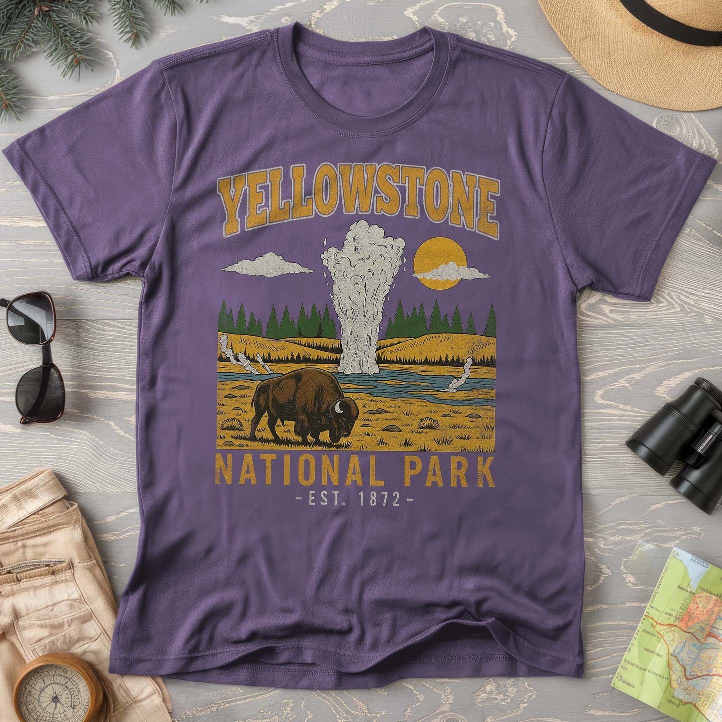 Yellowstone Old Faithful Buffalo Comfort Colors T-shirt