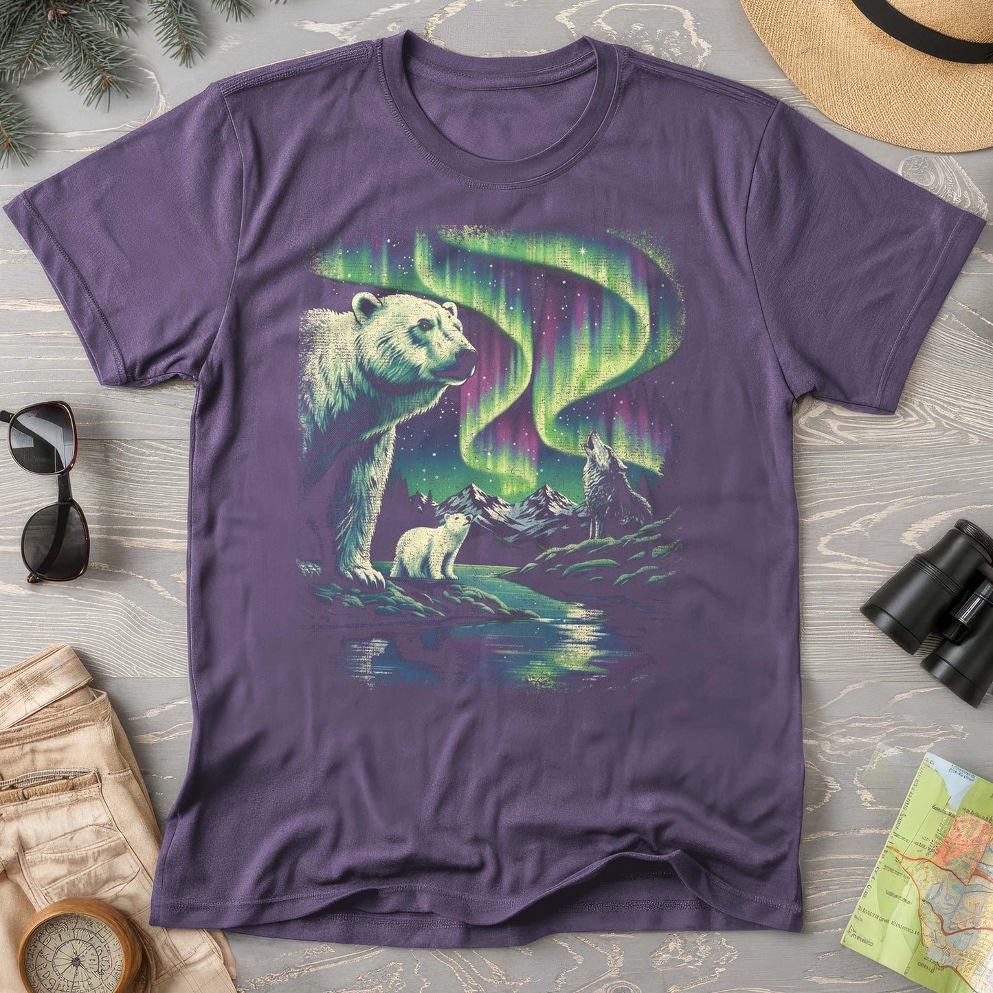 Northern Lights Polar Bears T-shirt