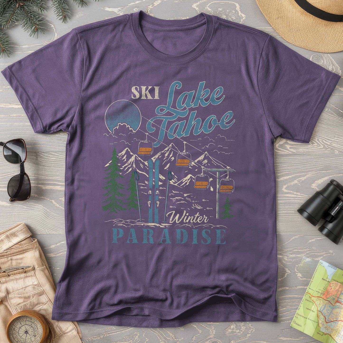 Retro "Ski Lake Tahoe" Comfort Colors T-shirt
