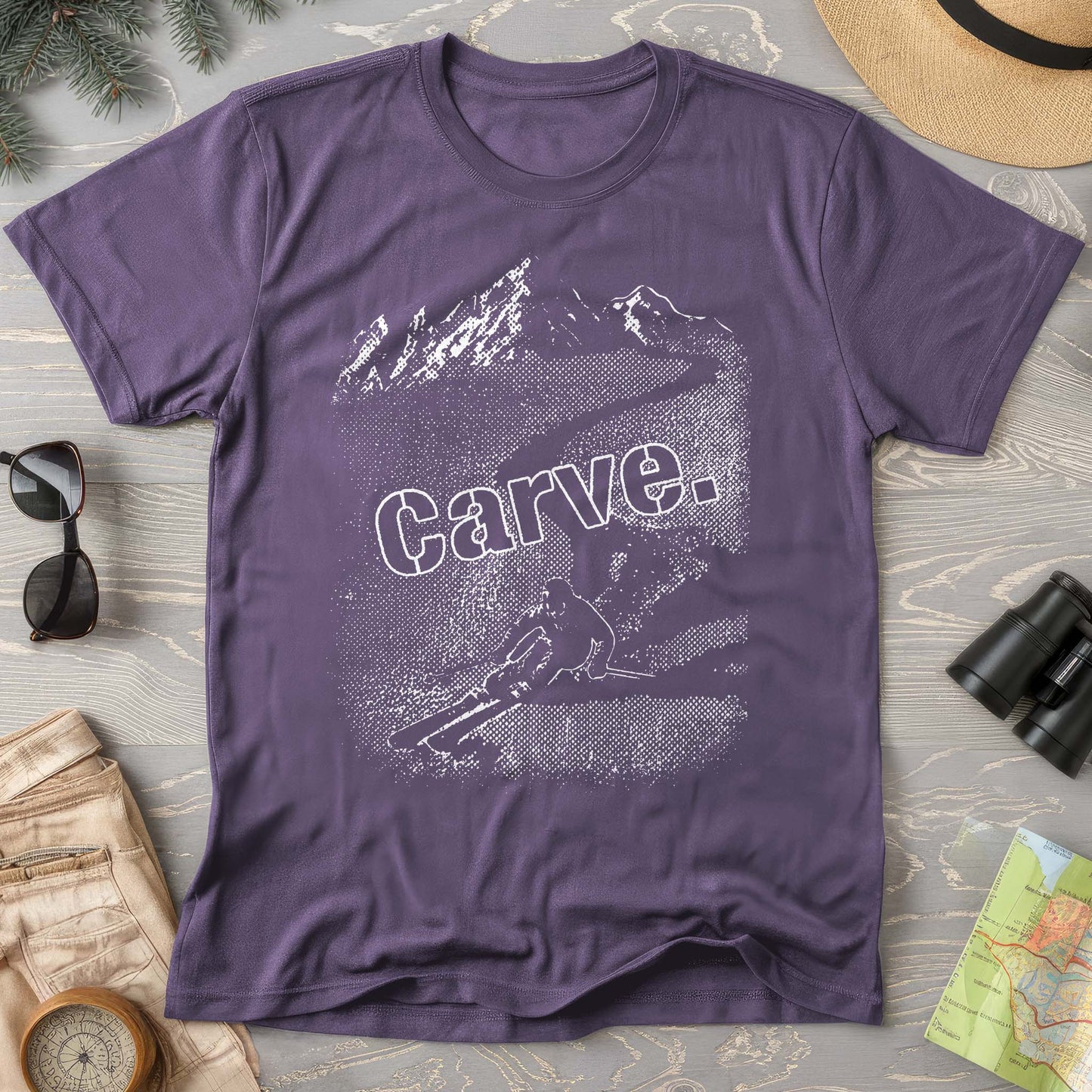 Carve Ski Print Comfort Colors T-shirt