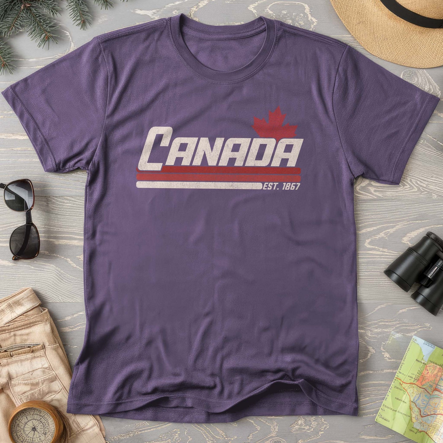 Canada Retro Stripe Comfort Colors T-shirt