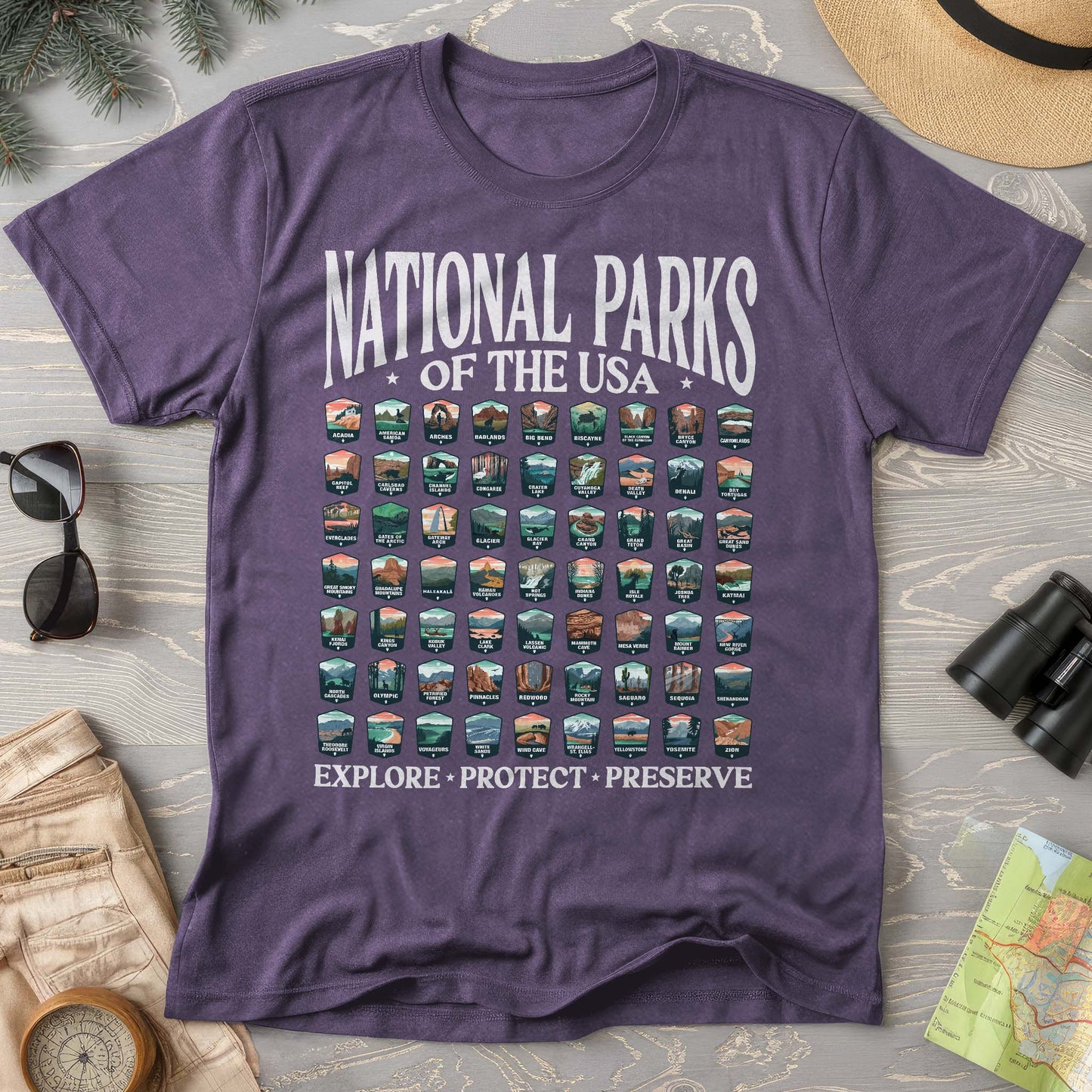 National Parks of the USA 63 Badges "Big and Bold" Comfort Colors T-Shirt