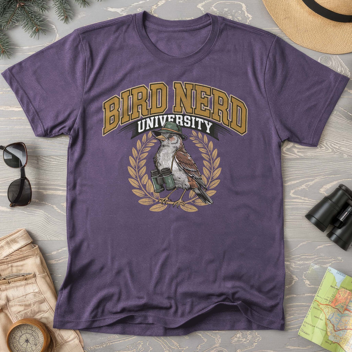 Bird Nerd University Varsity Textured Comfort Colors T-Shirt