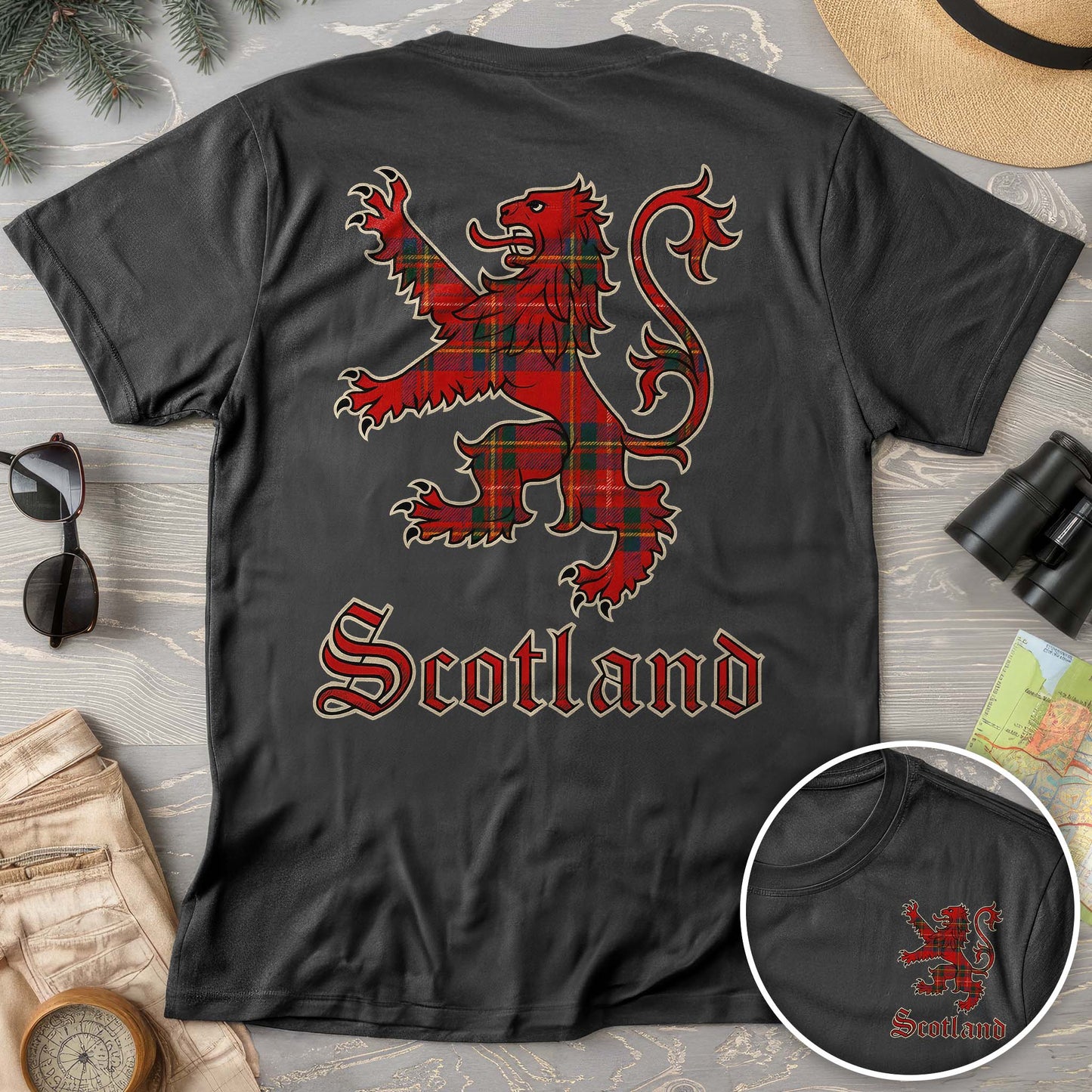Scotland Tartan Lion Front/Back Print T-shirt