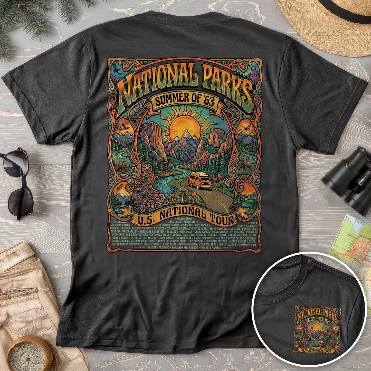 National Parks Summer Tour Front/Back Print T-Shirt