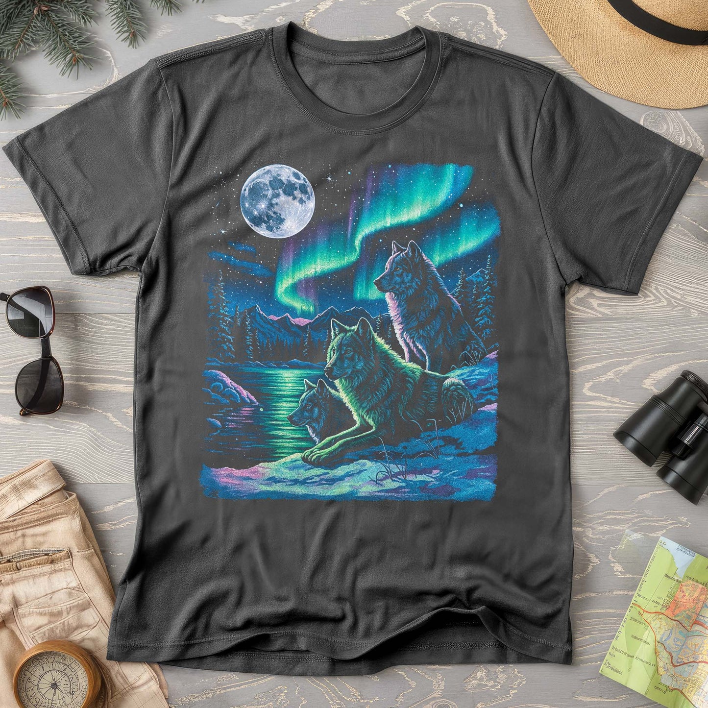 Northern Lights "Night Wolves" Comfort Colors T-Shirt