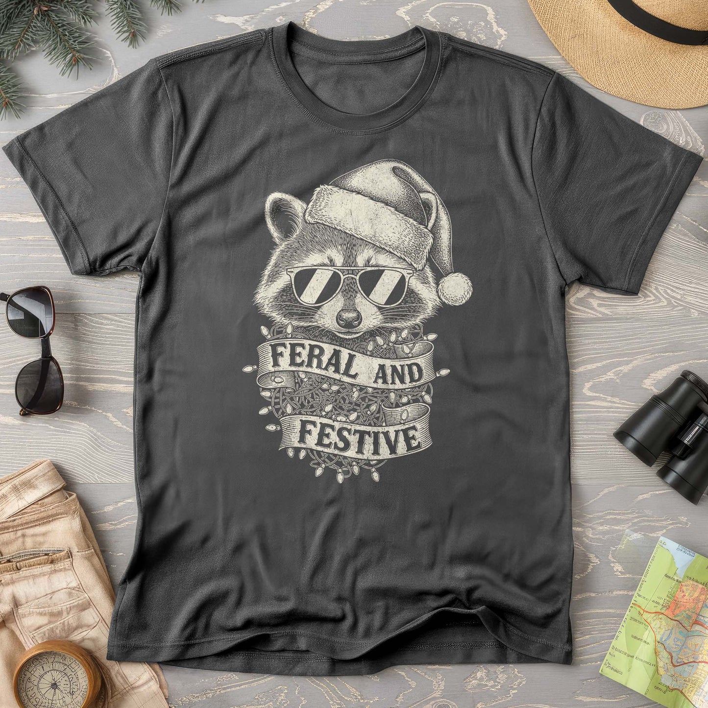 Feral and Festive Racoon Comfort Colors T-shirt