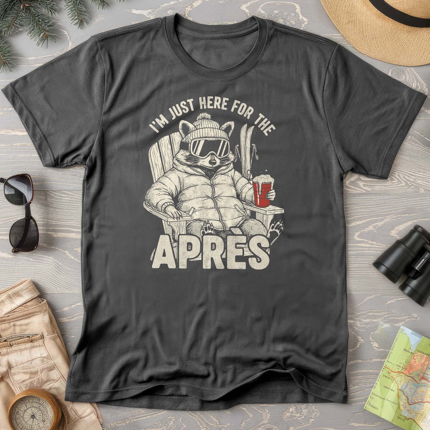 Just Here for the Apres "Raccoon" Comfort Colors T-shirt