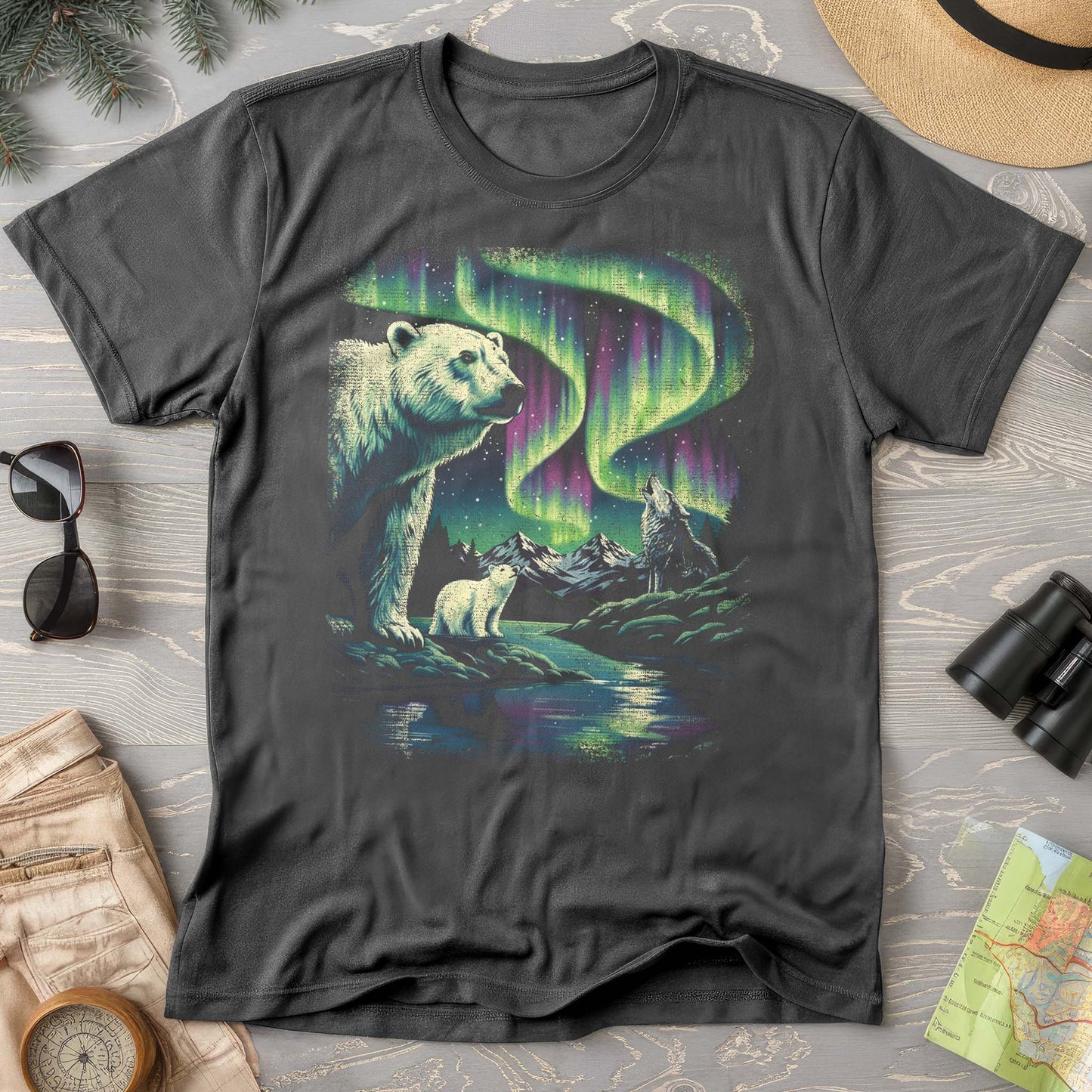 Northern Lights Polar Bears T-shirt