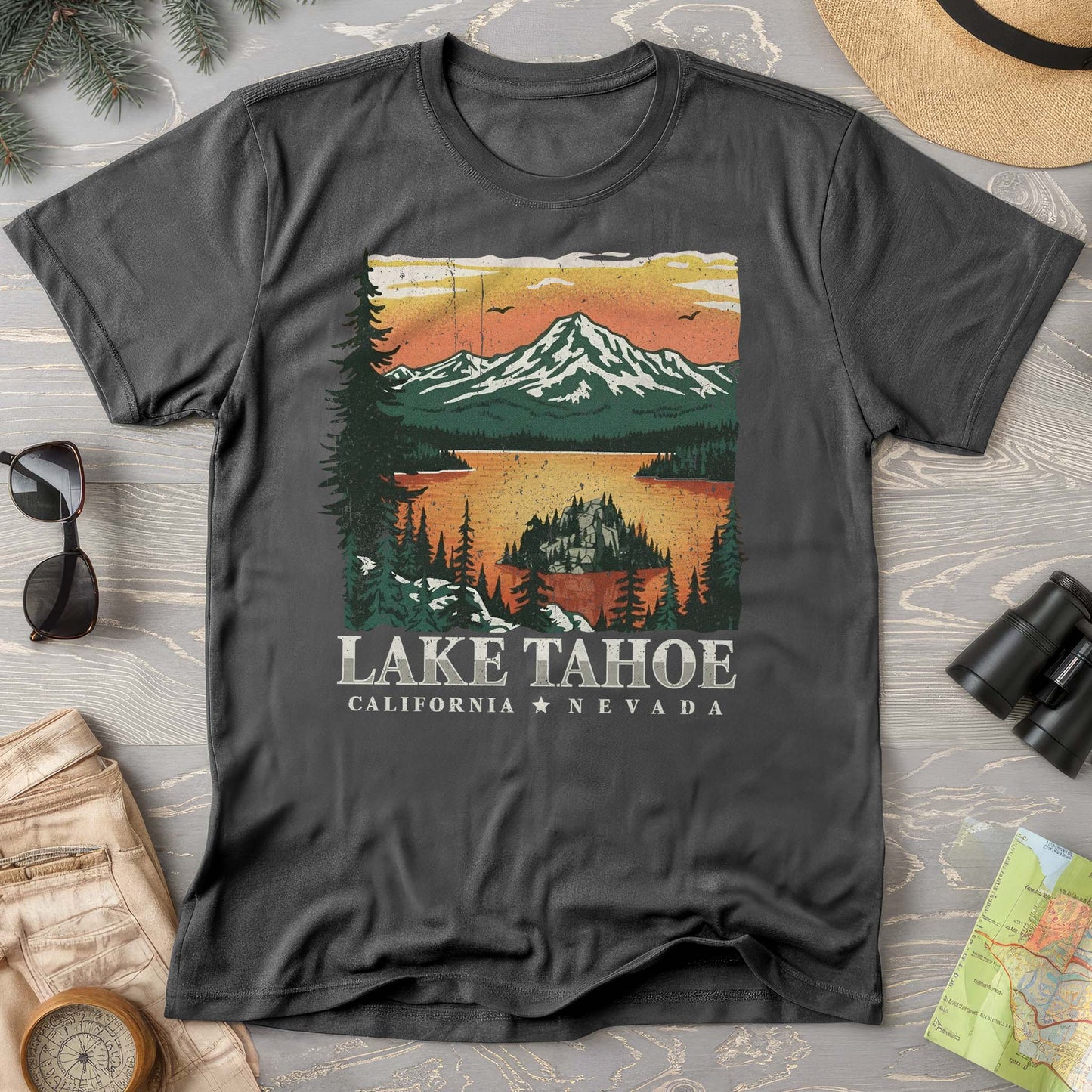 Lake Tahoe Emerald Bay Sunset Comfort Colors T-shirt