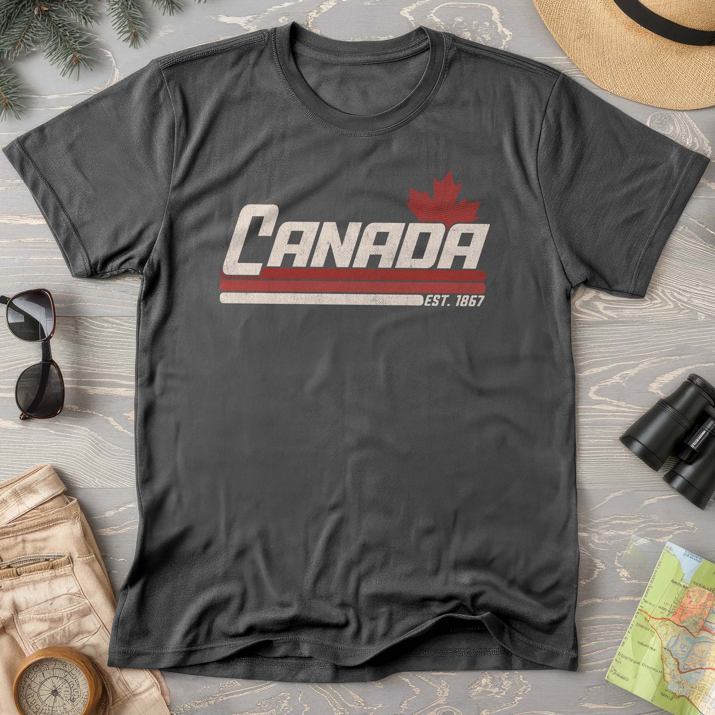 Canada Retro Stripe Comfort Colors T-shirt