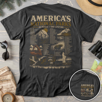 Vintage Parks Checklist Front/Back Print T-Shirt