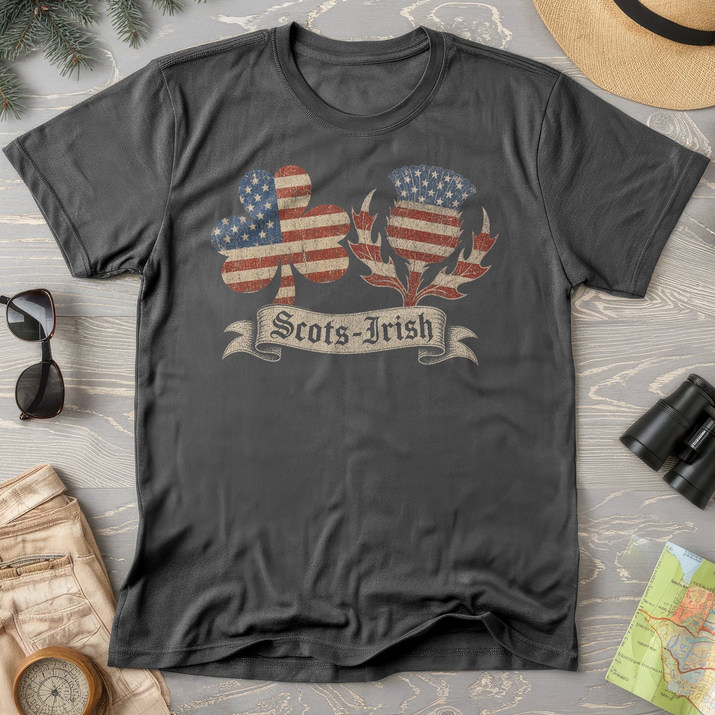 Scots-Irish Clover Thistle Flag T-Shirt