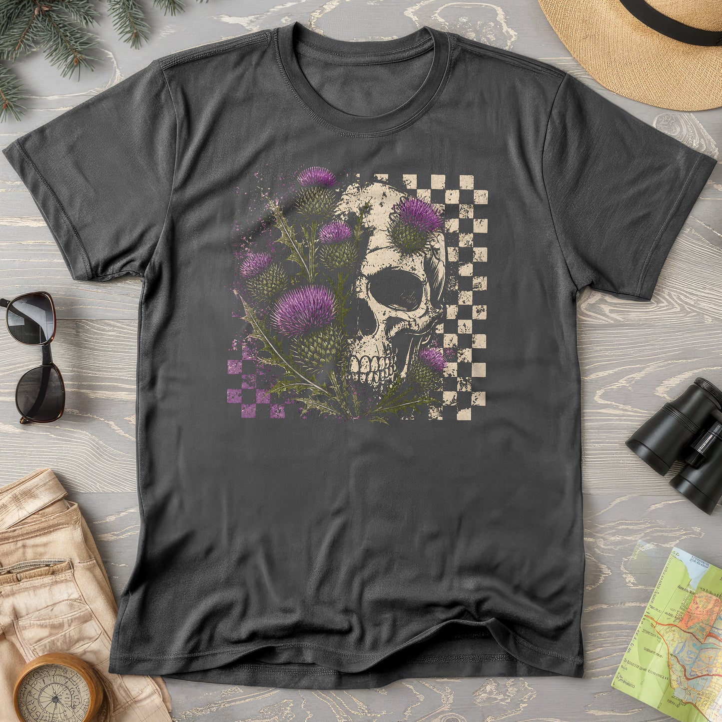 Thistle Skull Check T-Shirt