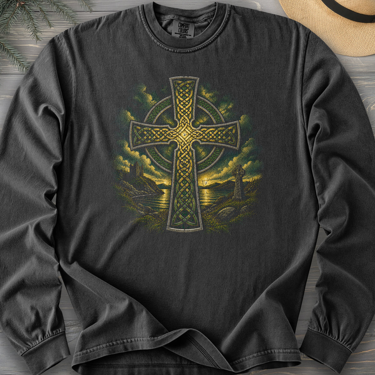 Celtic Cross Comfort Colors 6014 Long Sleeve