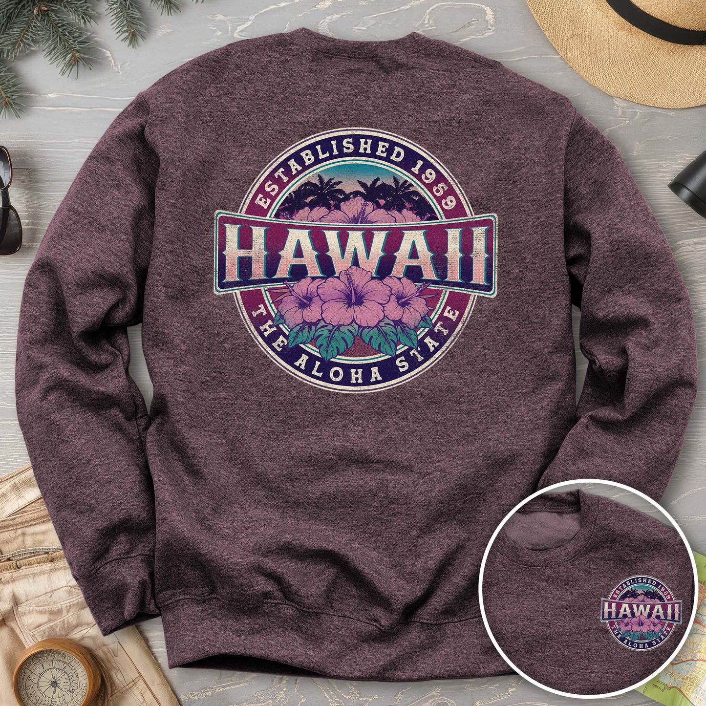 Hawaii Badge Front/Back Print Sweatshirt