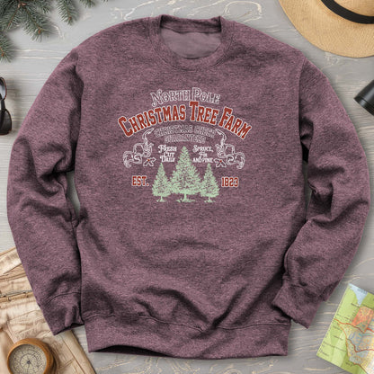 North Pole Christmas Tree Farm Vintage Print Sweatshirt