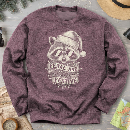 Feral and Festive Racoon Sweatshirt