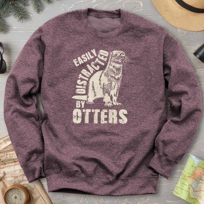 Easily Distracted By Otters Vintage Print Sweatshirt