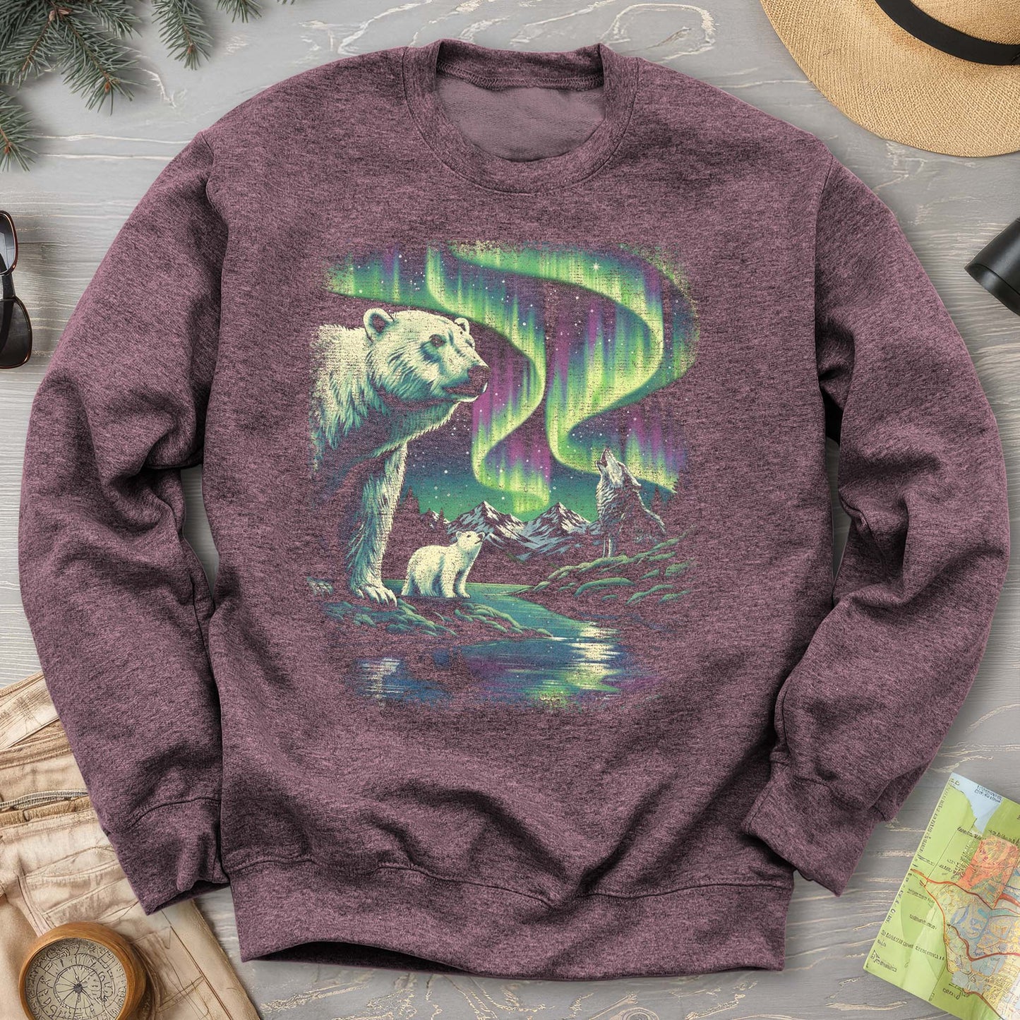 Northern Lights Polar Bears Sweatshirt