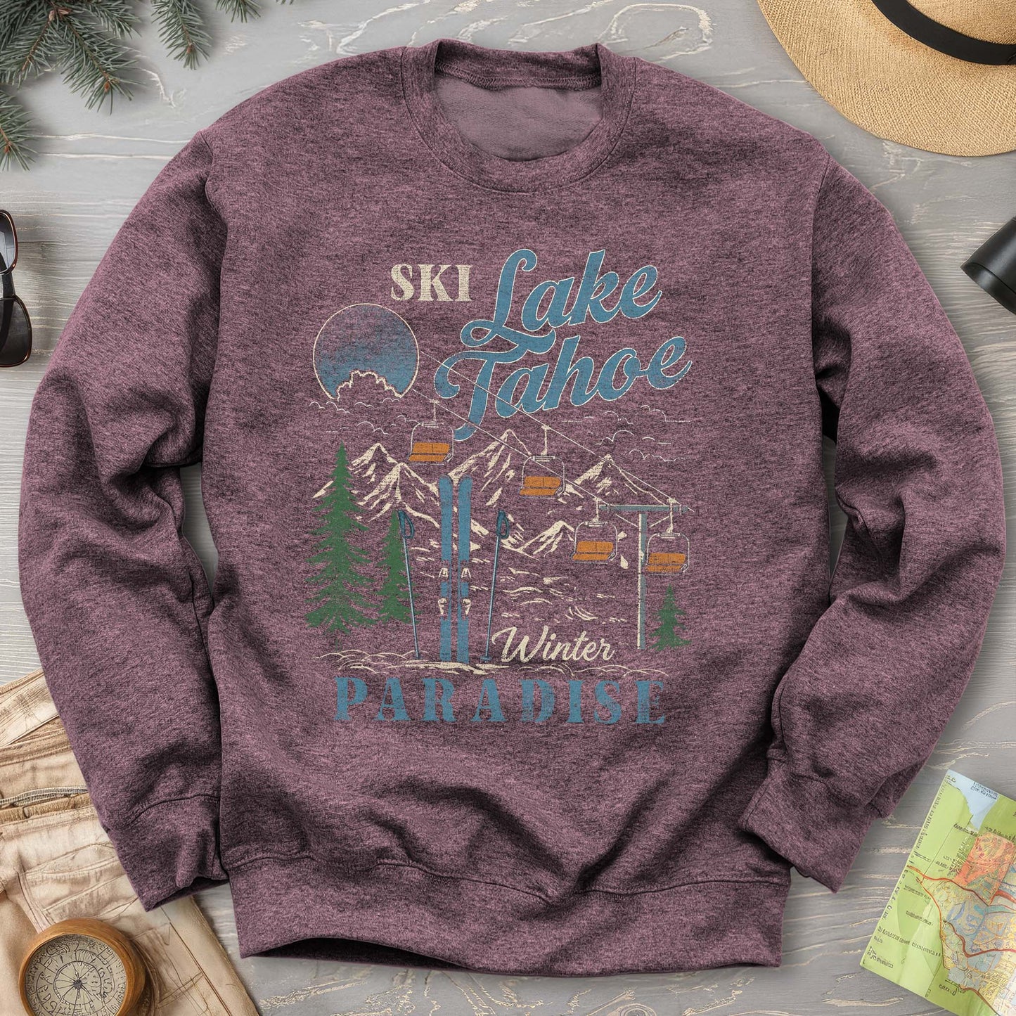 Retro "Ski Lake Tahoe" Sweatshirt