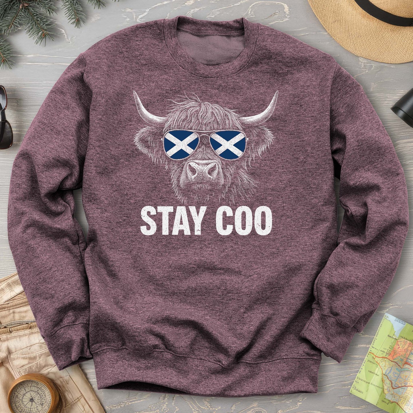 Stay Coo Highland Cow "Sunglasses" Sweatshirt