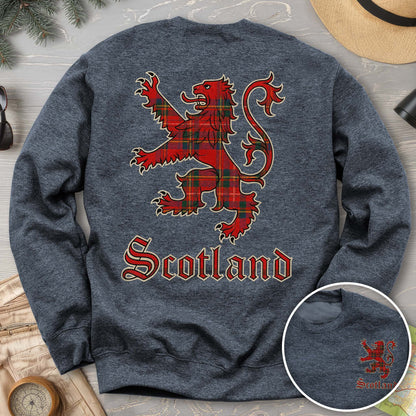 Scotland Tartan Lion Front/Back Print Sweatshirt