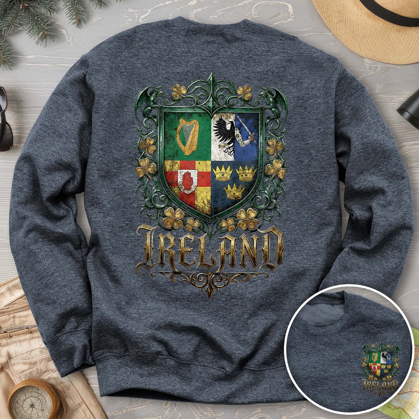 Irish Gothic Arms Front/Back Print Sweatshirt