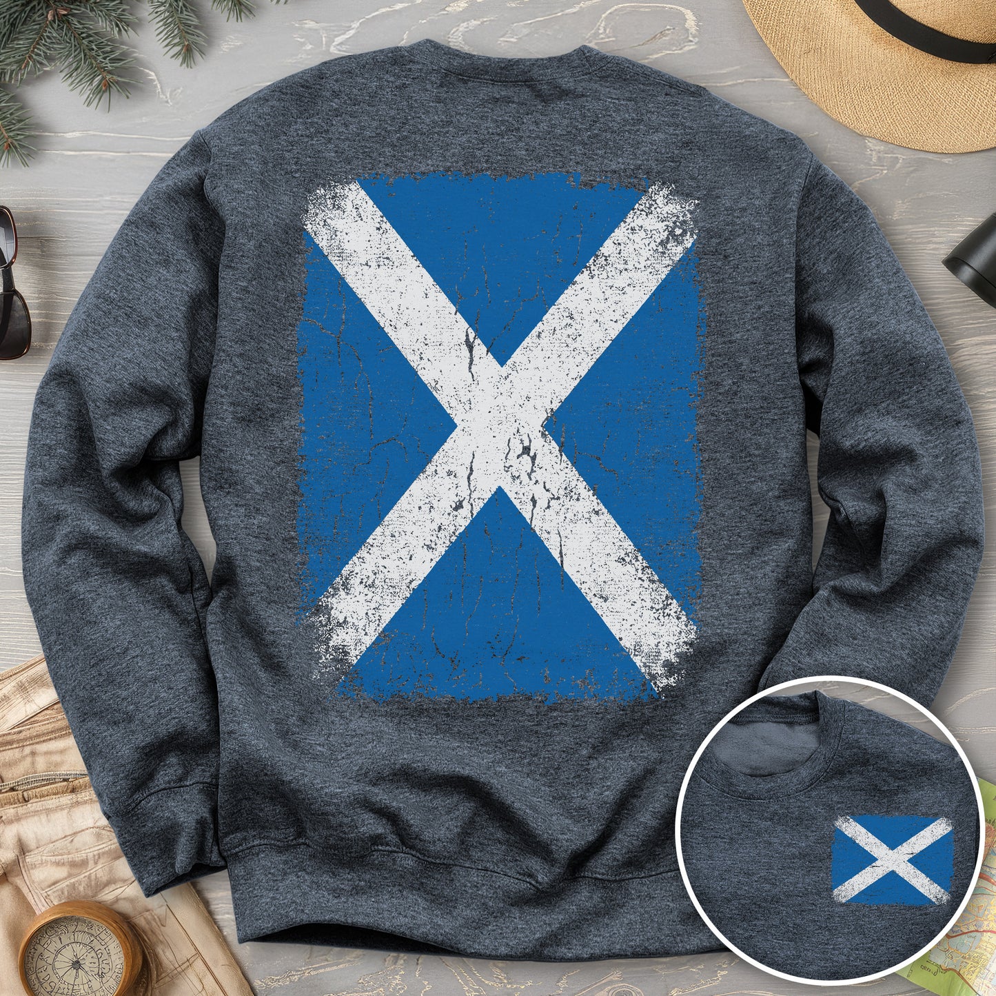 Scotland Distressed Flag Front/Back Print Sweatshirt