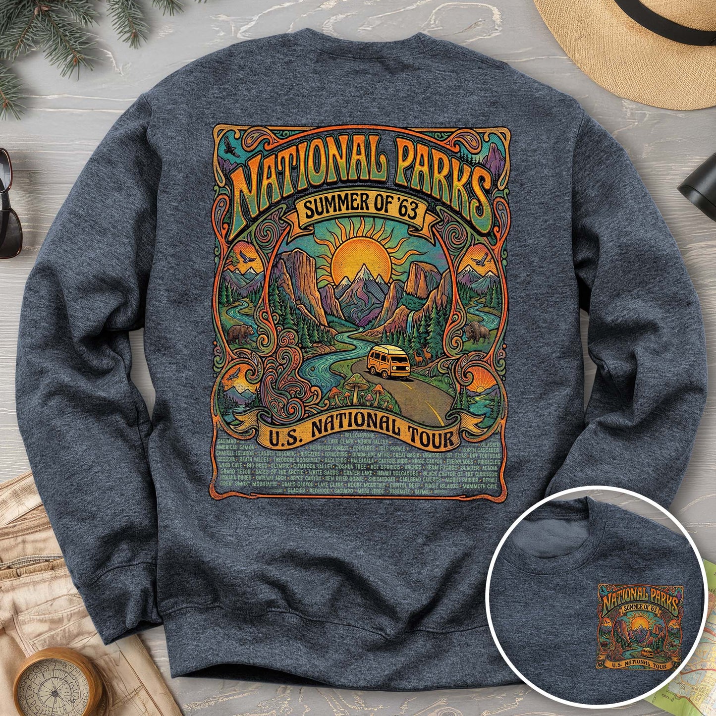National Parks Summer Tour Front/Back Print Sweatshirt
