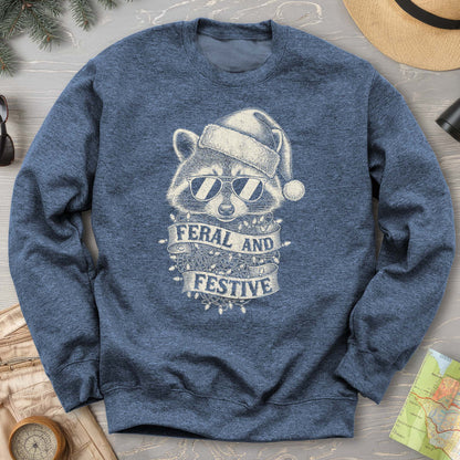 Feral and Festive Racoon Sweatshirt