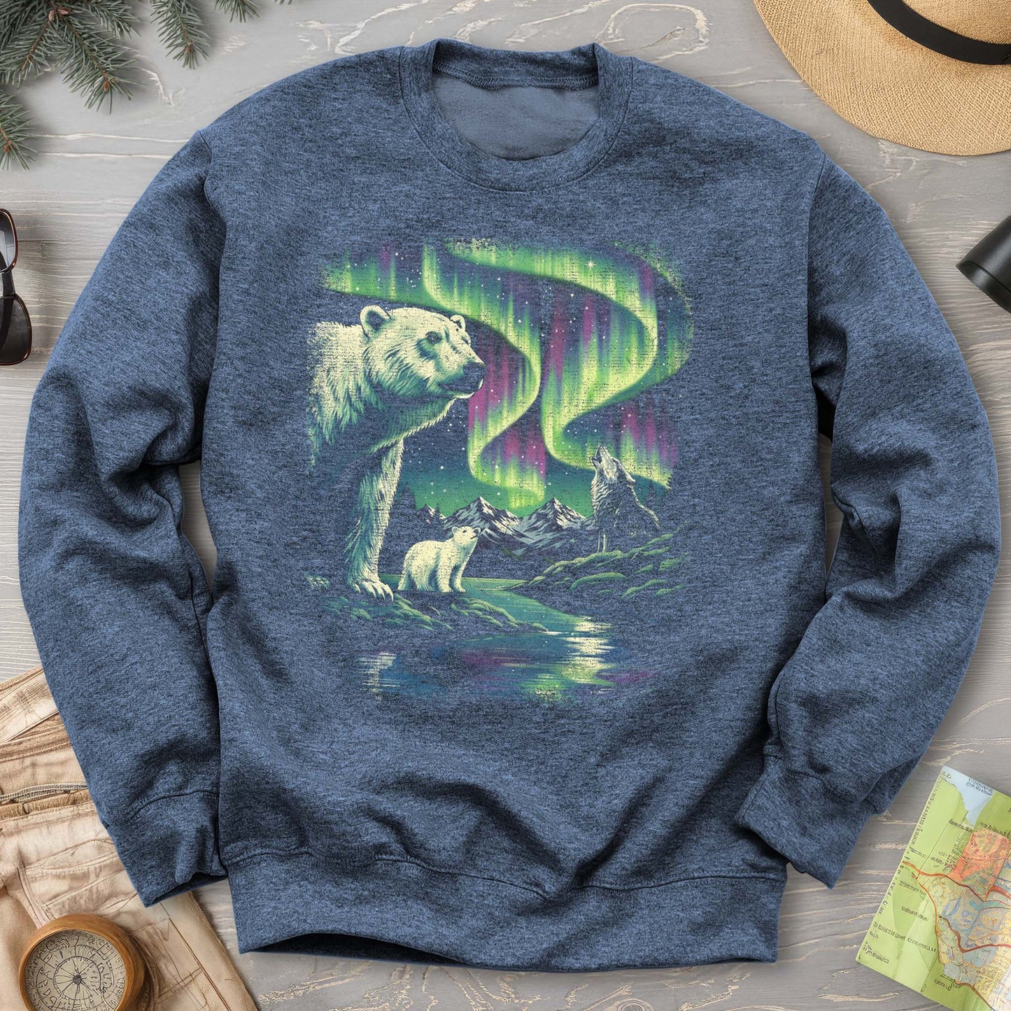 Northern Lights Polar Bears Sweatshirt