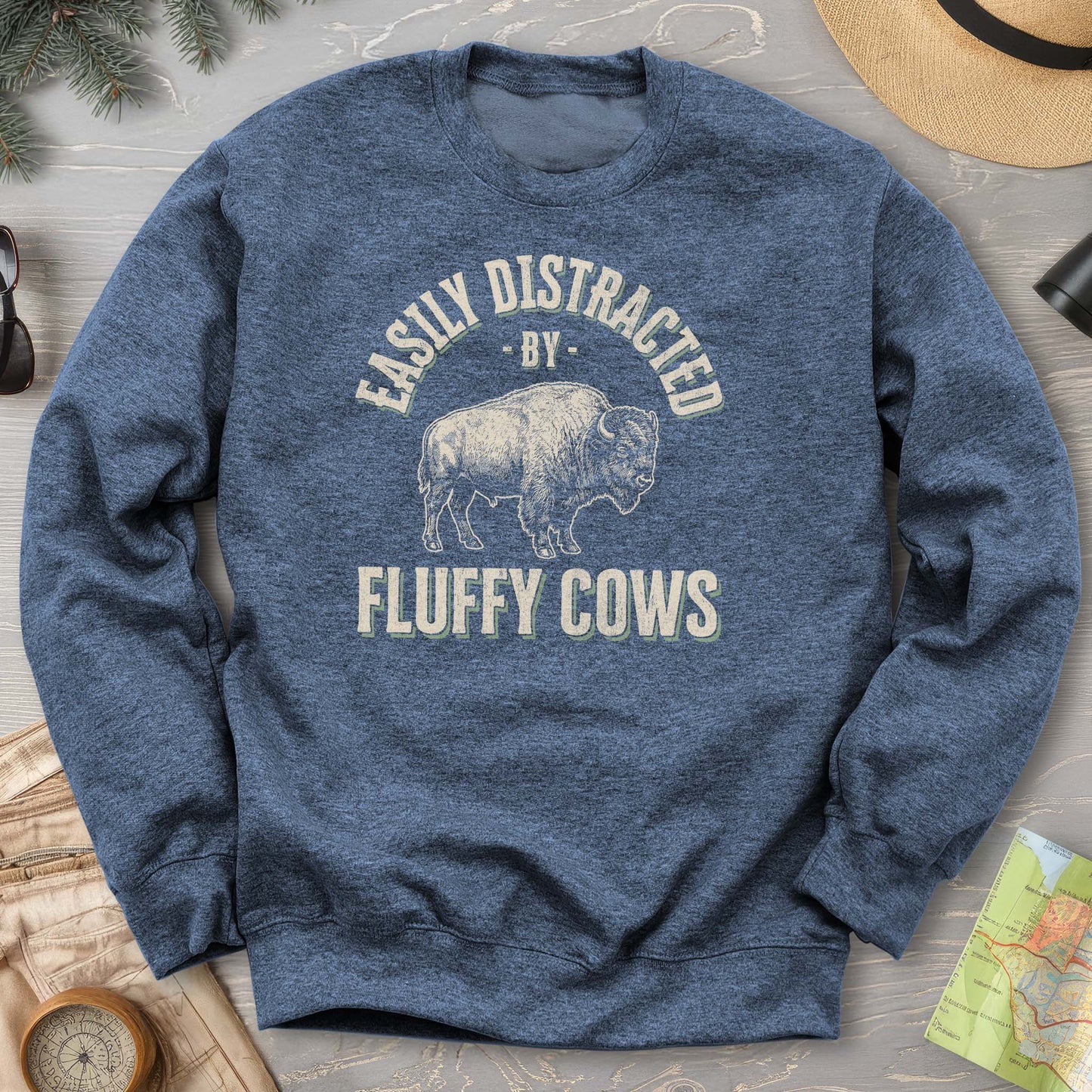 Fluffy Cow Distracted Sweatshirt
